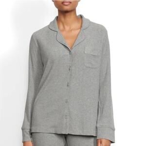 SKIMS Soft Lounge Sleep Top Long-Sleeve Button-Up Pajama Shirt Gray Size Medium